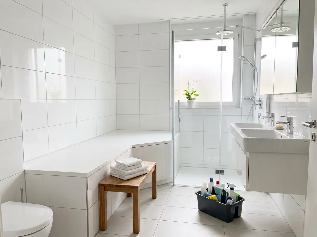 Frisch gereinigtes Badezimmer einer leeren Wohnung